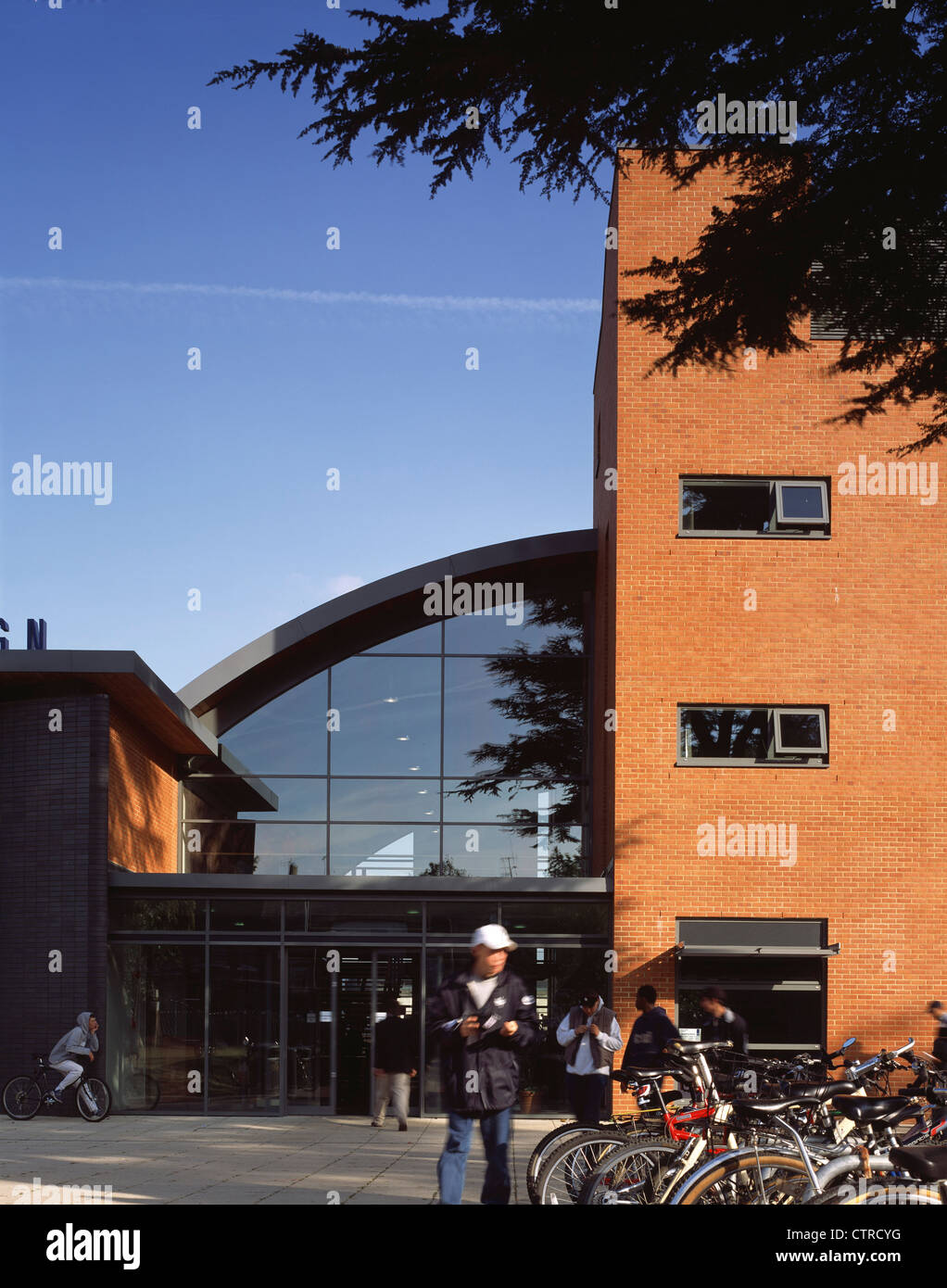 reading college and school of arts and design entrance with glazed ...