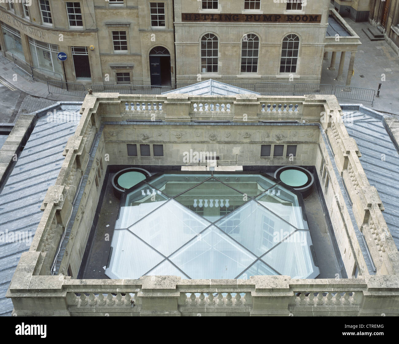 thema bath spa roof of hot bath from top level Stock Photo - Alamy