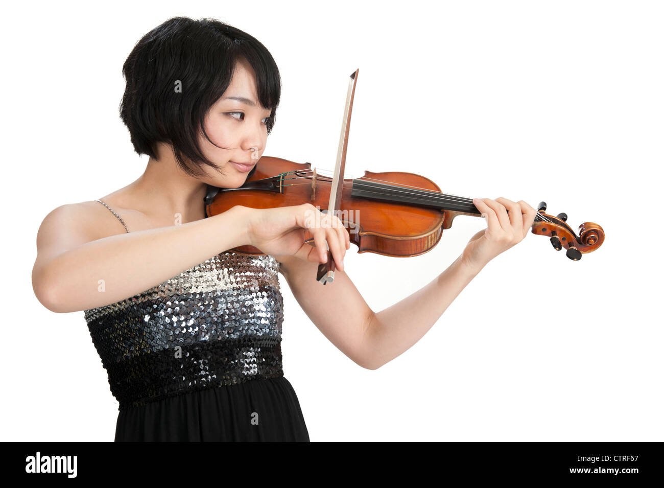 female asian violinist Stock Photo