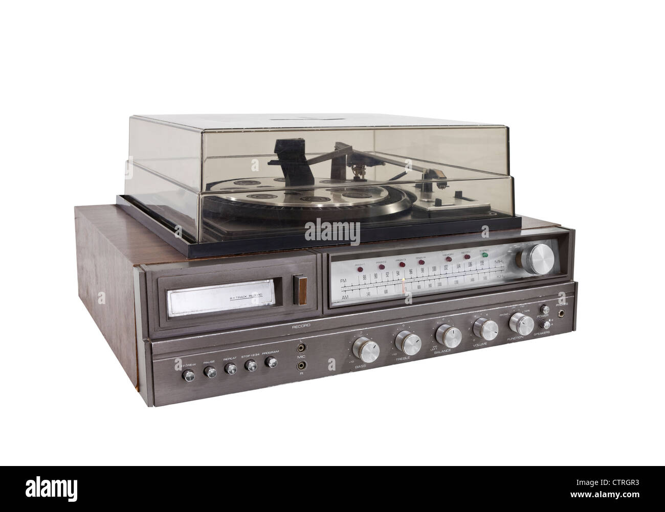 Retro Hi-Fi stereo isolated with clipping path. Stock Photo