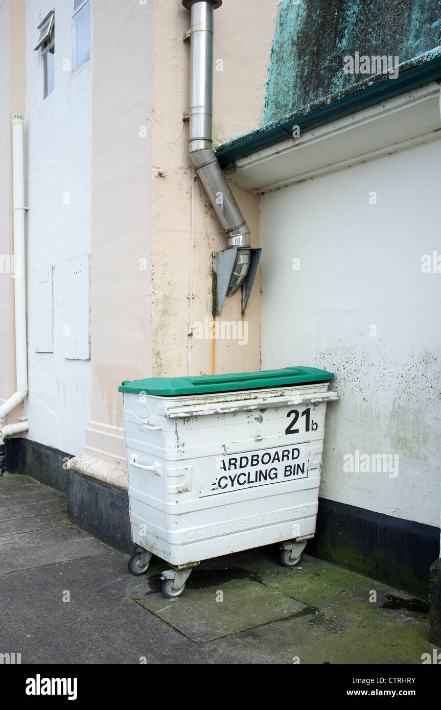 Cardboard Recycling Bin on the Pier at Penarth Stock Photo