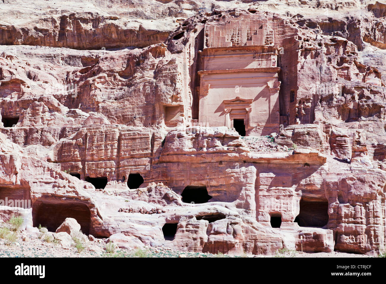 tombs and cathedral in stone city Petra, Jordan Stock Photo