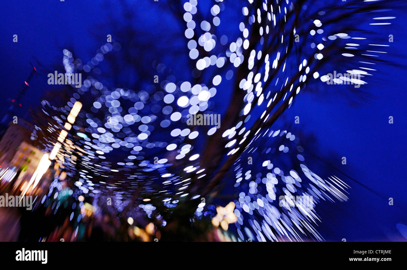 Lights, lamps, creative blurring, Christmas lights, Jungfernstieg, Hamburg, Germany, Europe Stock Photo