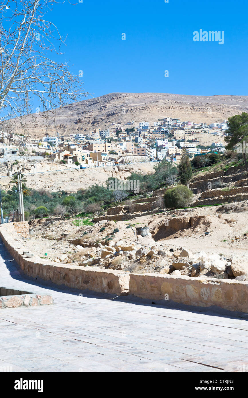 view on town town Wadi Musa from Petra, Jordan Stock Photo