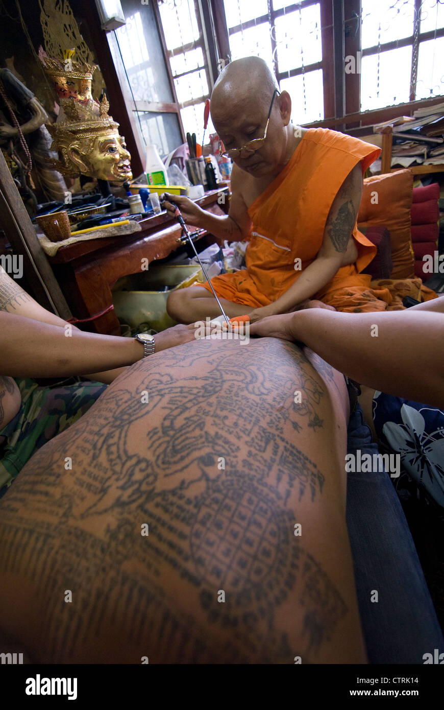 Wai Khru or 'Tattoo Festival' at Wat Bang Phra. Nakhon Chaisi. Thailand.  Ajahn Toy Stock Photo - Alamy