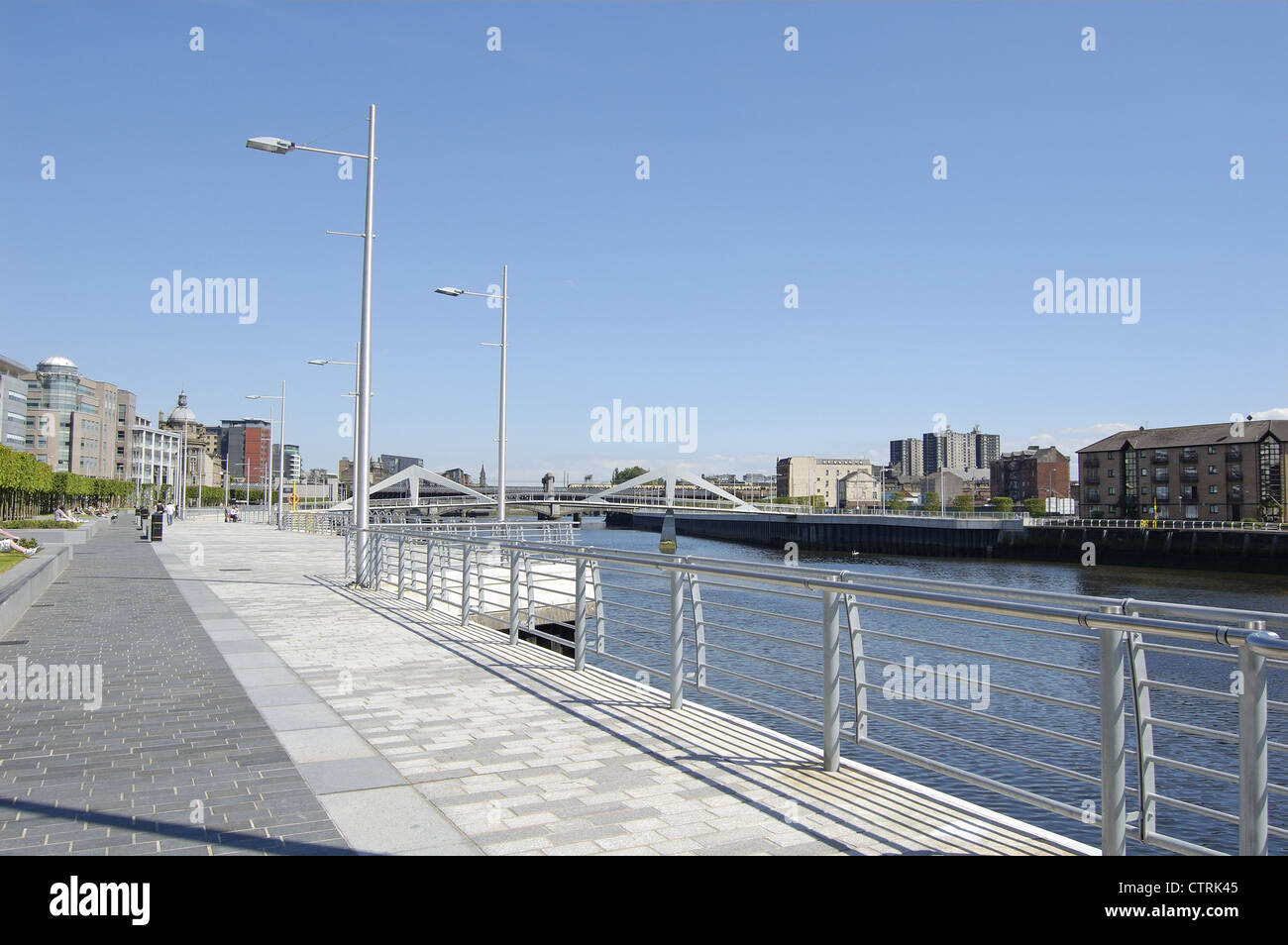 Waterfront promenade at Atlantic Quay in Glasgow, Scotland Stock Photo