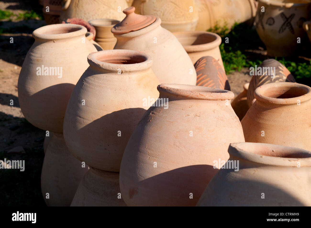 variety of pottery in middle east markets Stock Photo