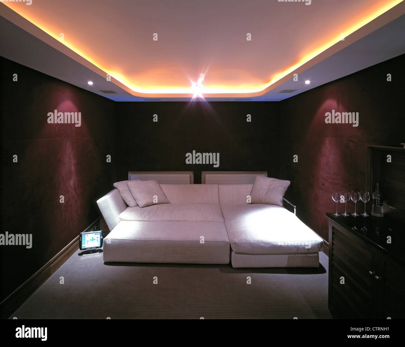 Picture of private house interior view - home cinema Stock Photo - Alamy