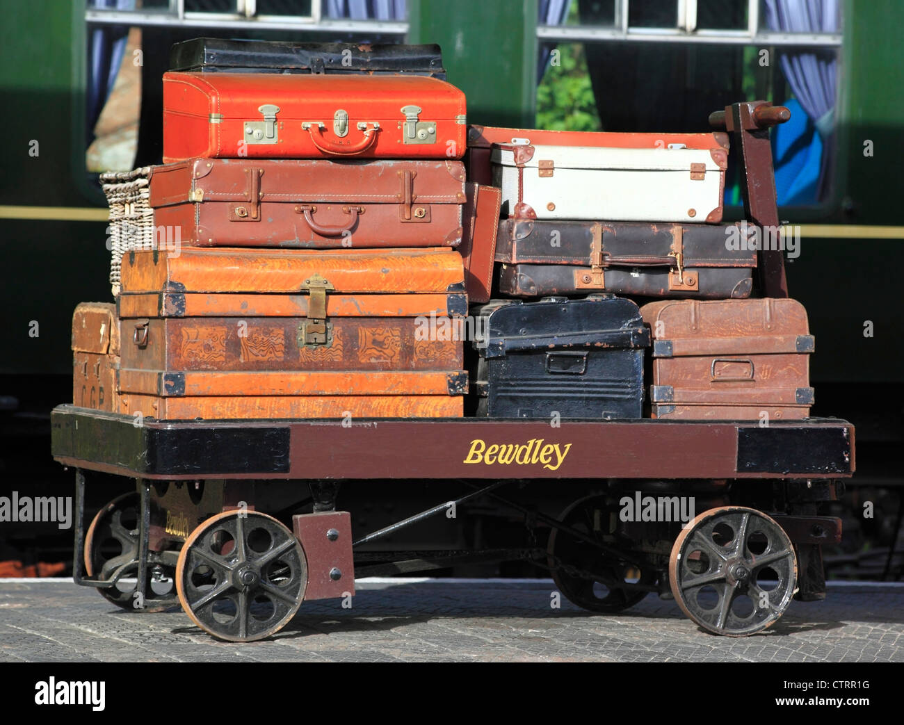 Old fashioned style luggage cart at Bewdley's Severn Valley Railway Station, Worcestershire, England, Europe Stock Photo