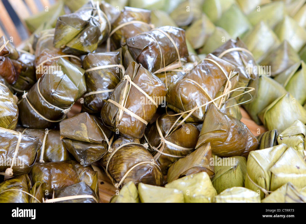 Thai style banana leaf wrapped, Thai dessert Stock Photo Alamy