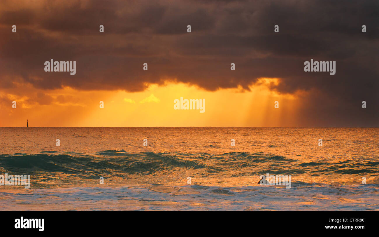 Sunset at Trigg Beach in Western Australia Stock Photo