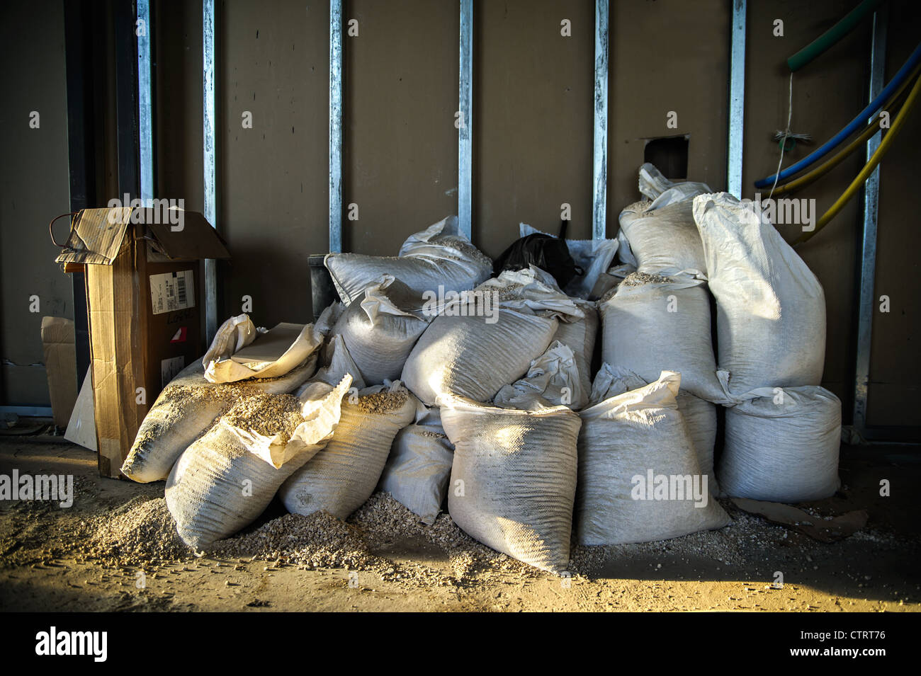 group of backs with gravel in construction site Stock Photo