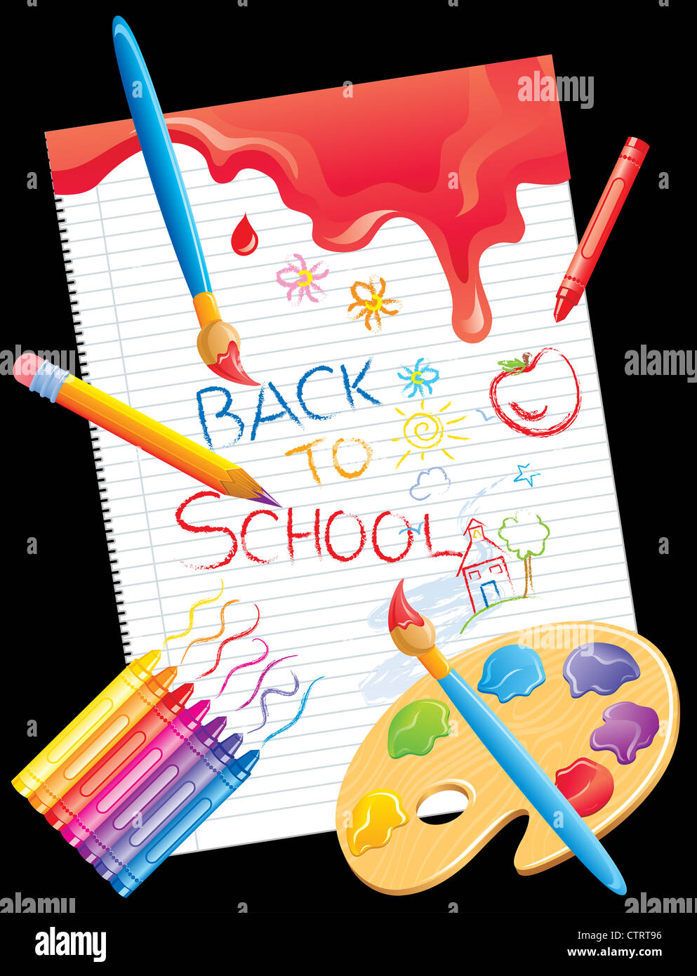 Frame with back to school on A black background. Stock Photo