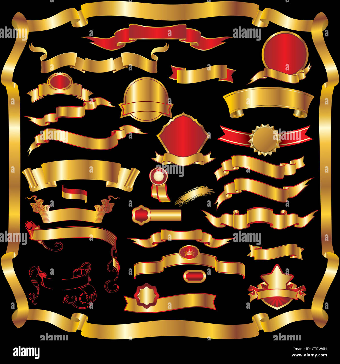 Red And Gold Patterned Ribbon Collection of red and gold ribbon tapes Stock Photo - Alamy