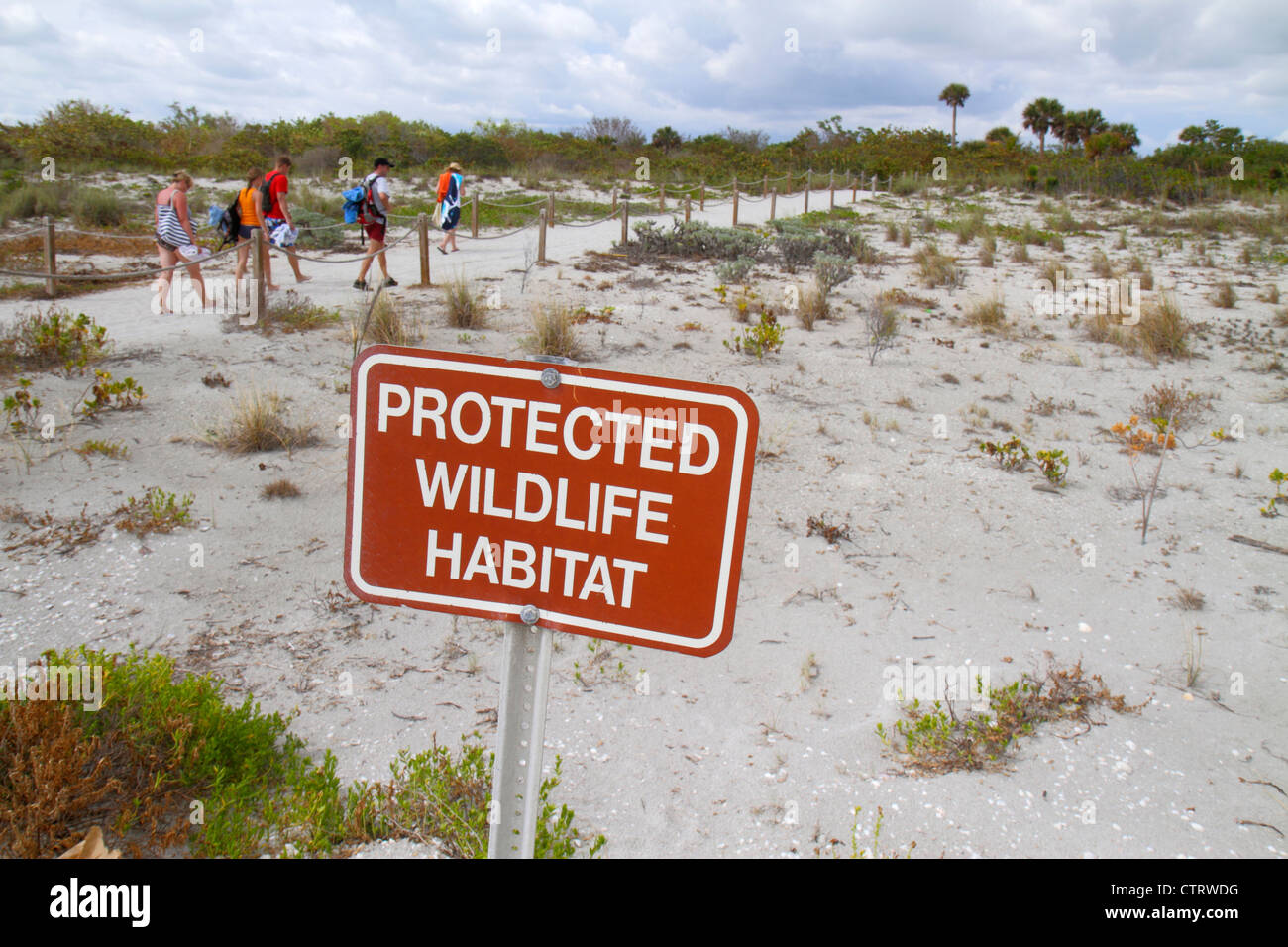 Sanibel Island Florida,Bowman's Beach,Gulf of Mexico Coast,sign,logo,protected wildlife habitat,visitors travel traveling tour tourist tourism landmar Stock Photo