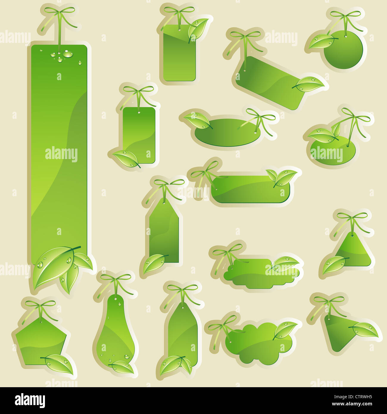 Collection of green labels, green tag Stock Photo Alamy