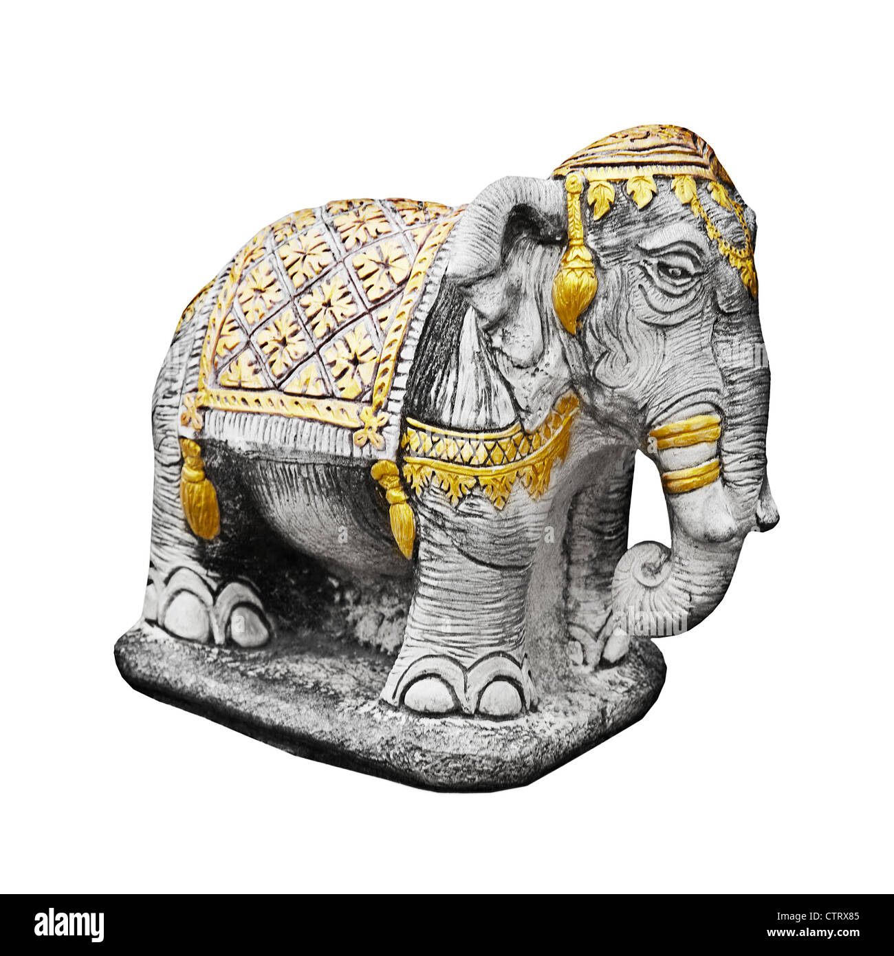 Thailand religious sculpture - stone elephant Stock Photo