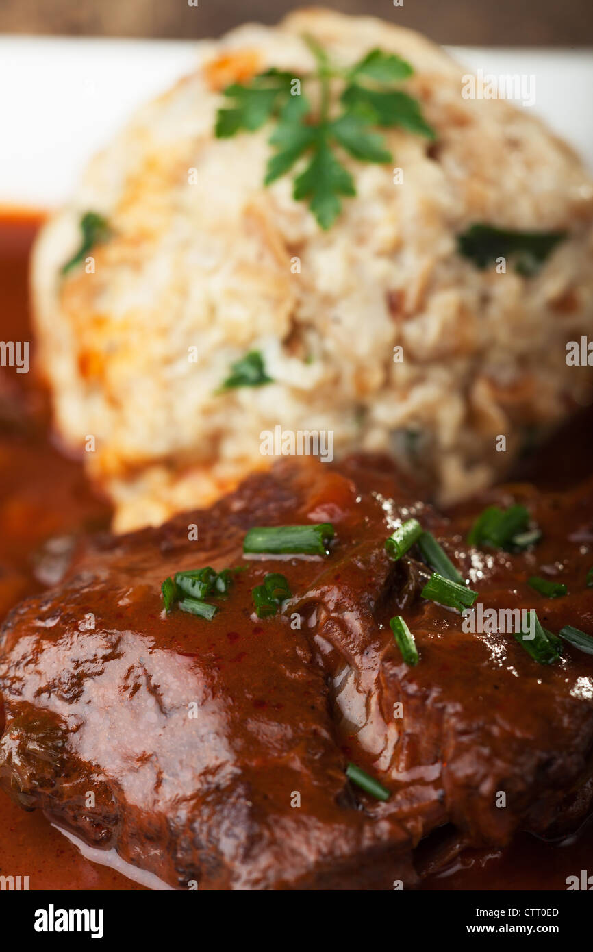 bavarian meat stew with dumpling Stock Photo