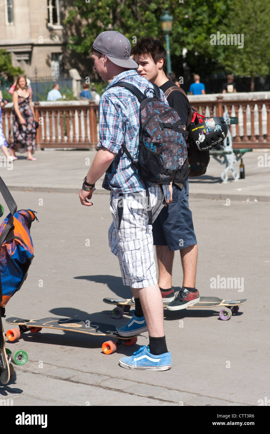 Paris, France - Teenagers skating Stock Photo