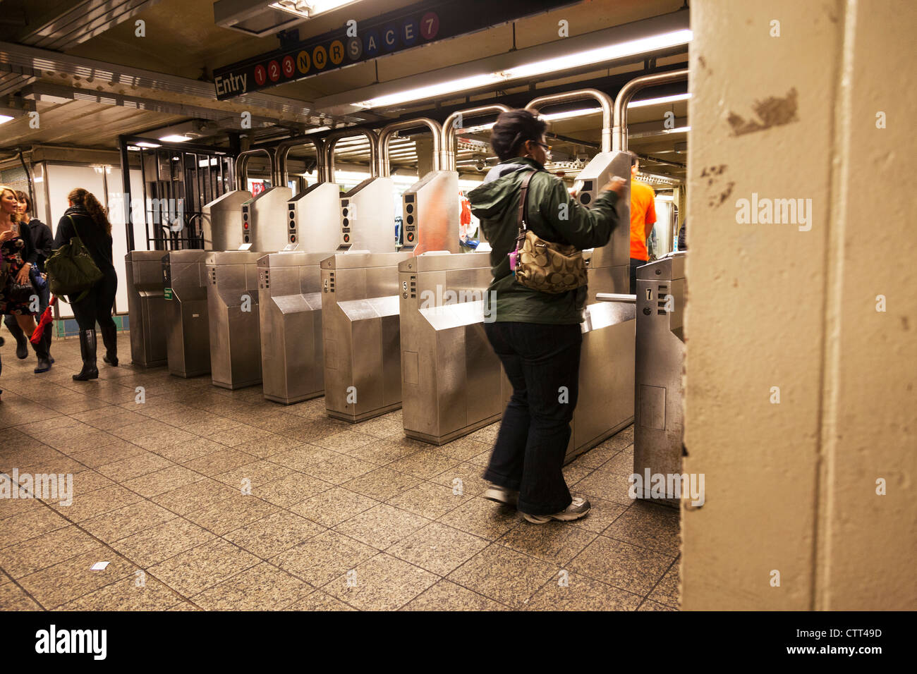 New York City, metro underground entrance gateway to gain access to