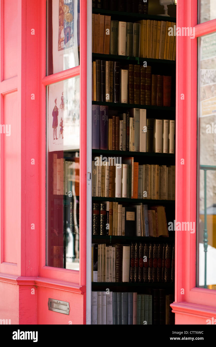Doorway to a bookshop in Montmorillon, France. Stock Photo