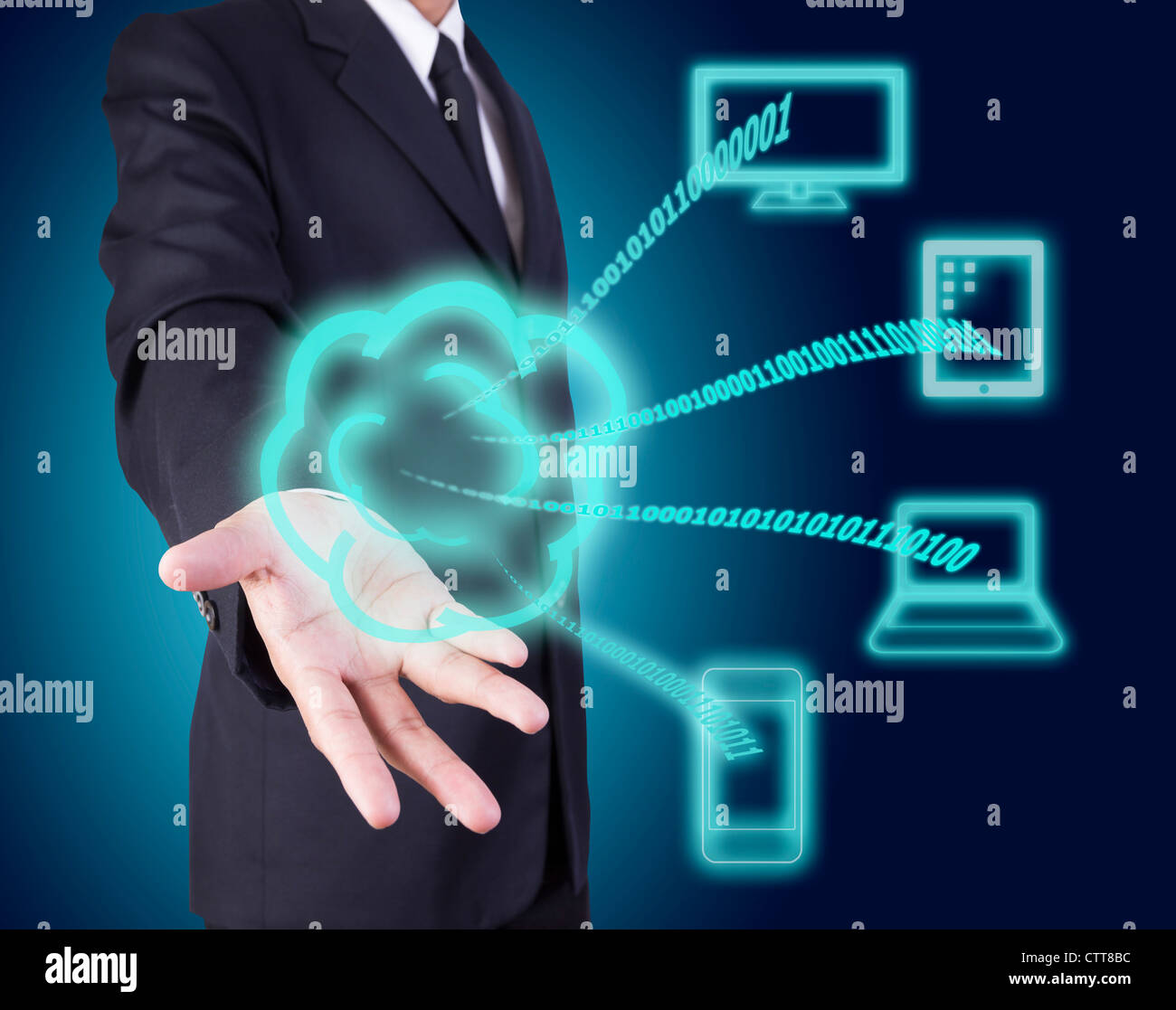 cloud computing on a businessman hand Stock Photo