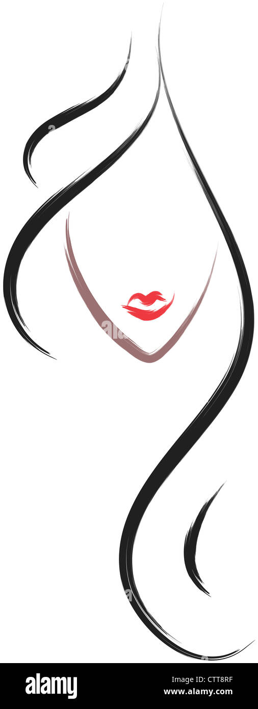 hair salon logo icon in brush drawing style Stock Photo - Alamy