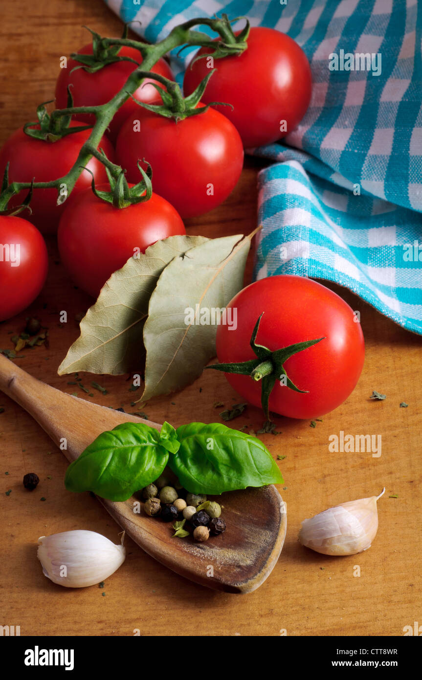 Traditional ingredients for homemade tomato sauce Stock Photo