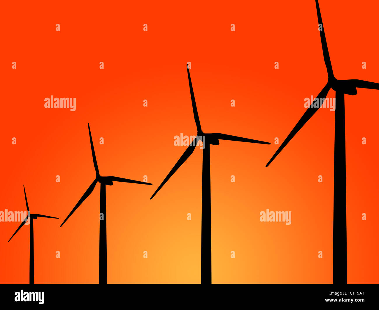 wind turbine generator group spread all frame in a row Stock Photo Alamy