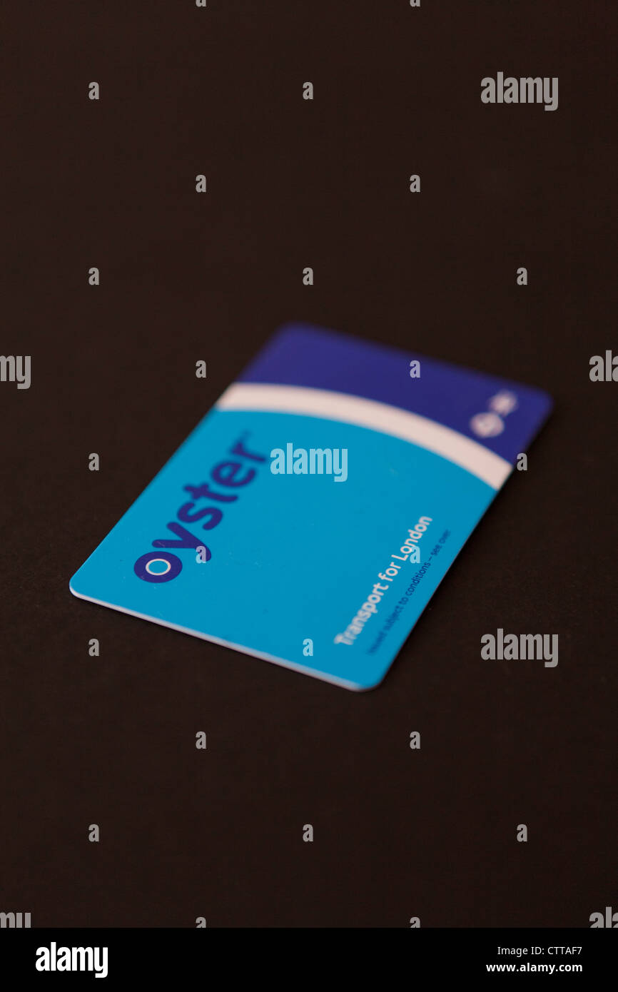 Transport for London Oyster tube travel card on black background Stock