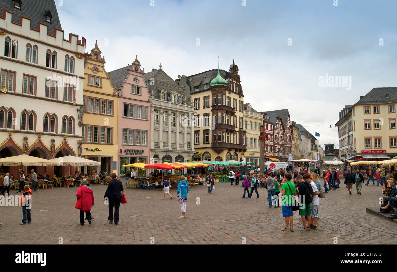 Hauptmarkt main market square of the historic city center in Trier, Germany Stock Photo