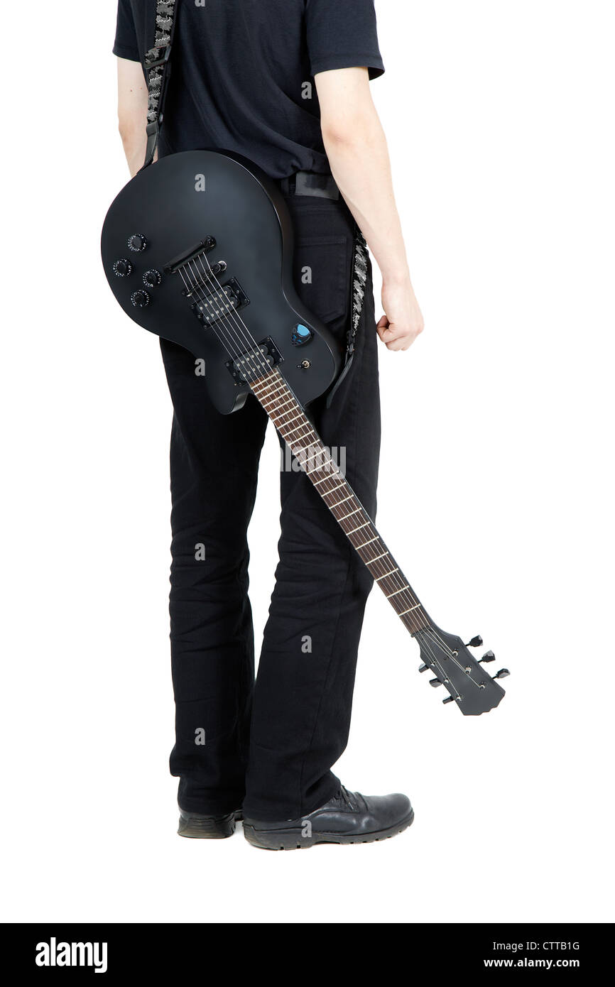 Guitarist guitar in back isolated hires stock photography and images