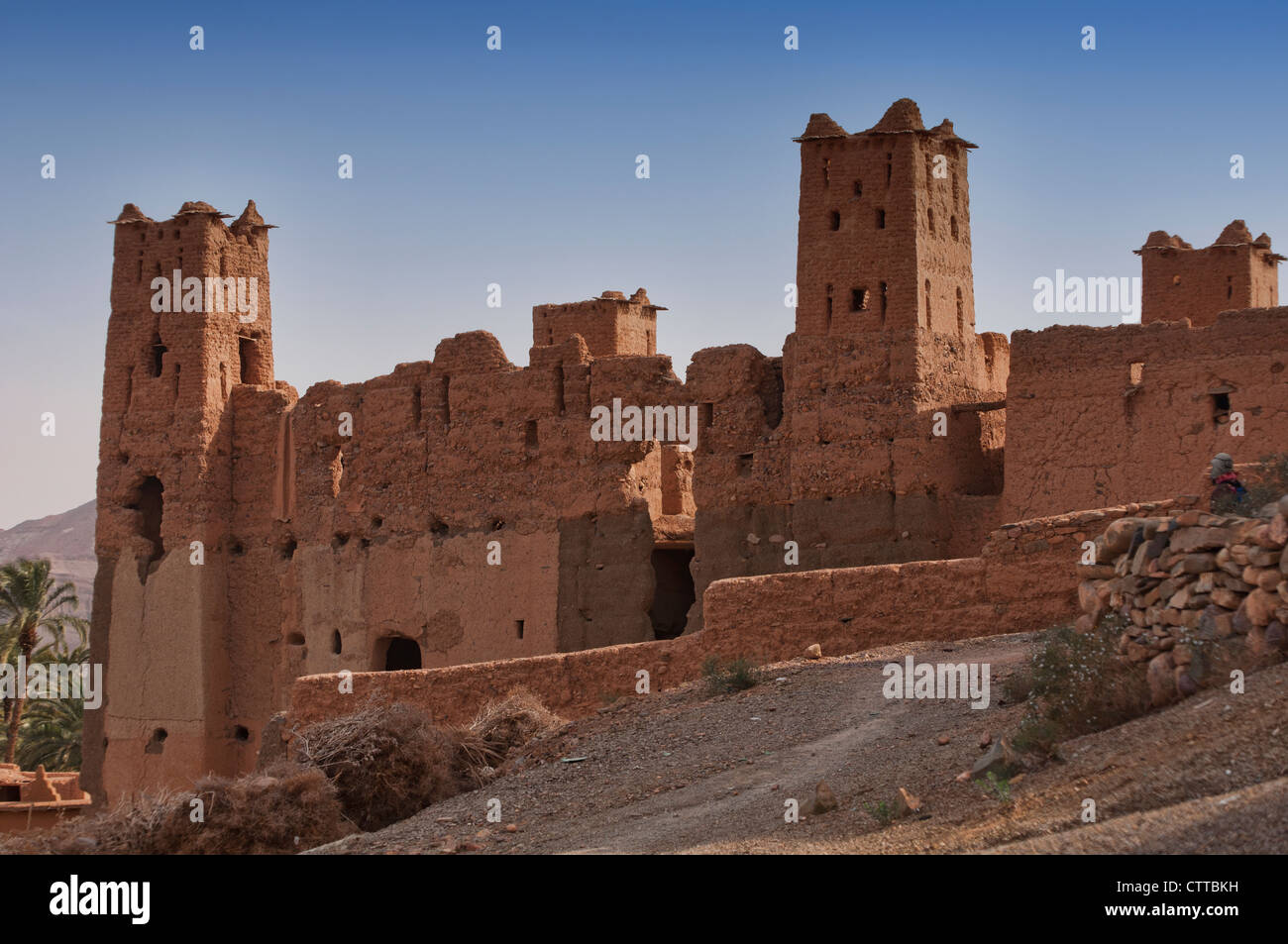 the ancient kasbah of N'Kobs in the Draa Valley, Morocco Stock Photo