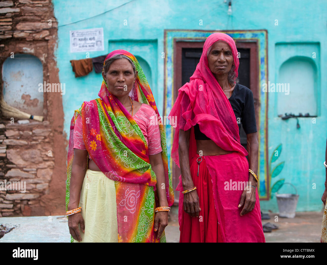 people on the street with Indian clothing Stock Photo