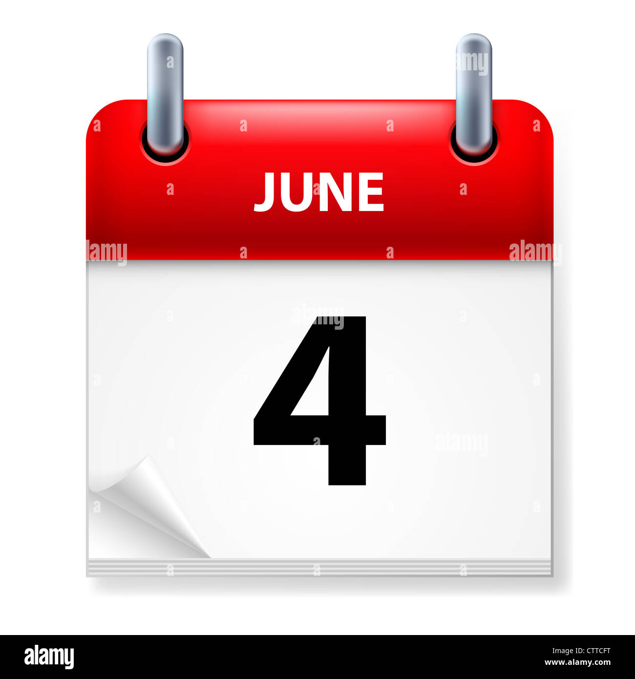 Fourth June in Calendar icon on white background Stock Photo - Alamy