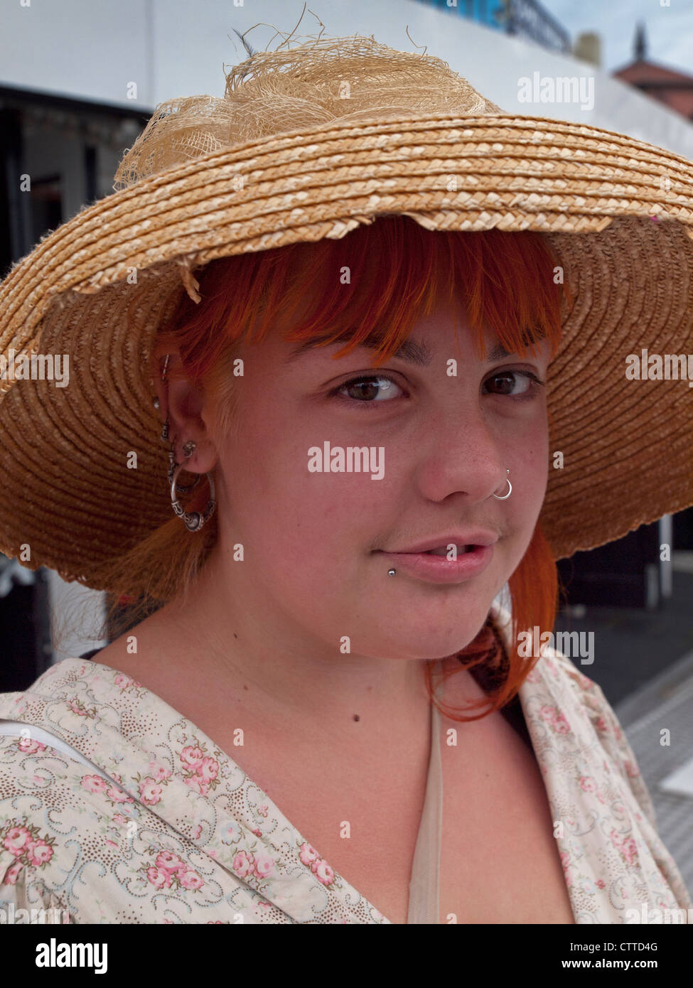 A girl in a straw hat Stock Photo Alamy