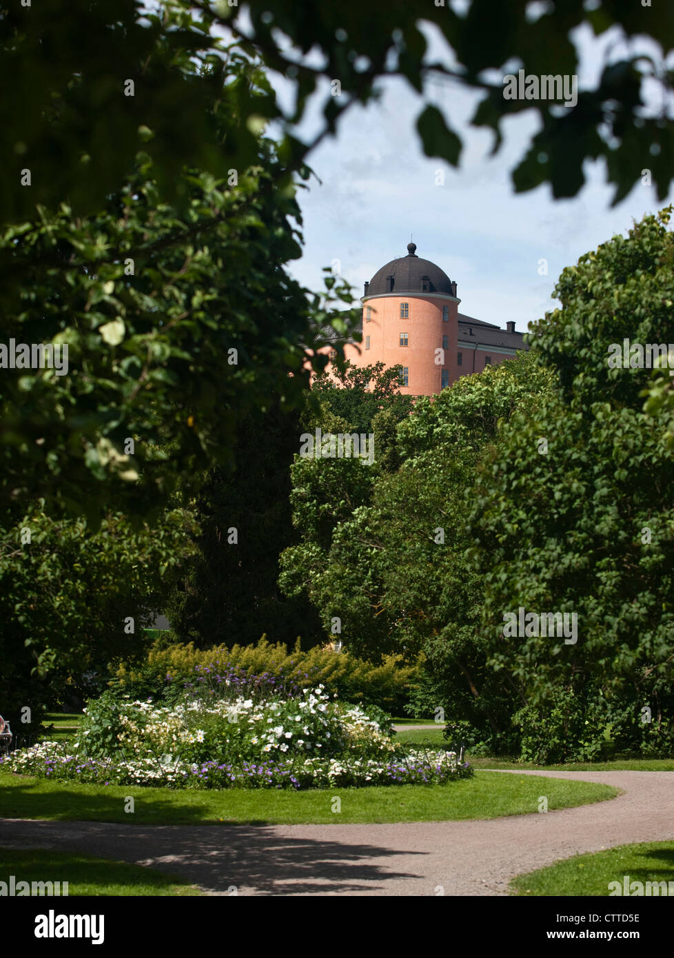 The Stradstradgarden (Stadsträdgården) park below Uppsala castle. Sweden. Stock Photo