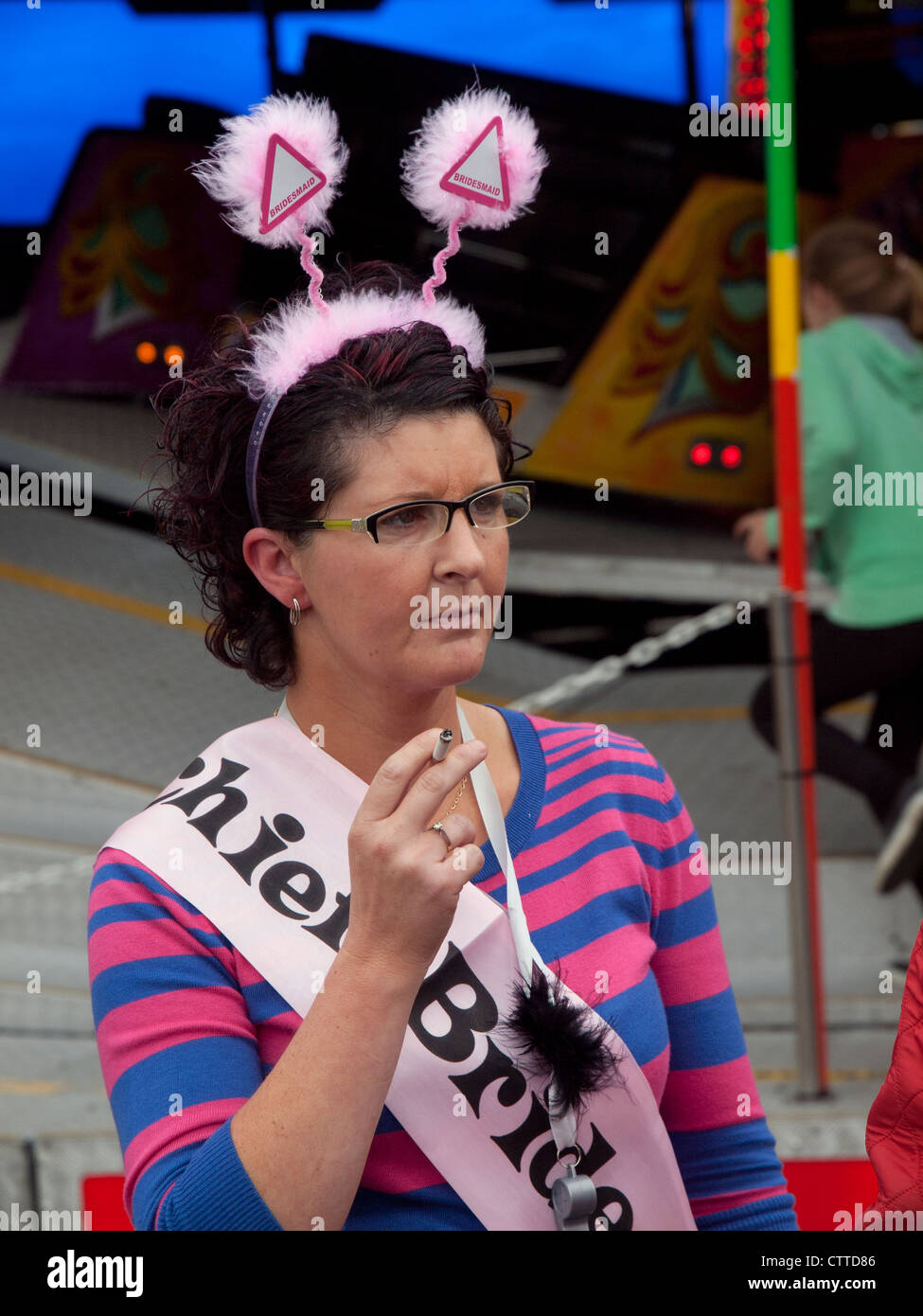 A woman at a hen party in Brighton for the weekend. Stock Photo