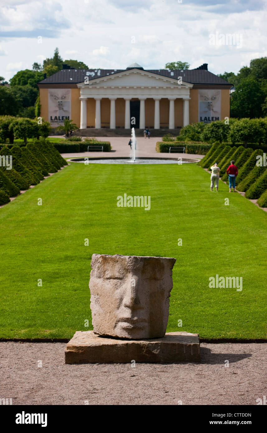 A stone sculpture in the Botanical gardens. Uppsala, Sweden. Stock Photo