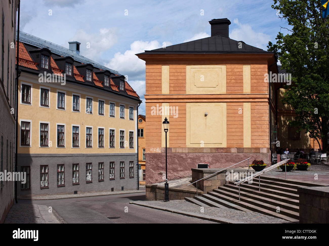Streets of Uppsala's old town. Sweden. Stock Photo