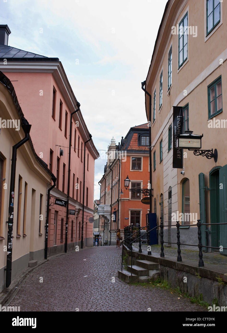 The old town streets of Uppsala, Sweden. Stock Photo
