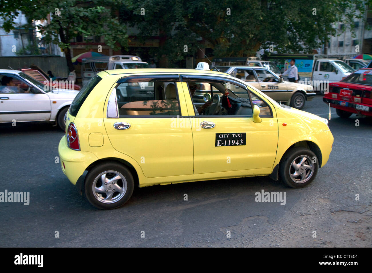 Chery Automobile used as a taxi in (Rangoon) Yangon, (Burma) Myanmar. Stock Photo