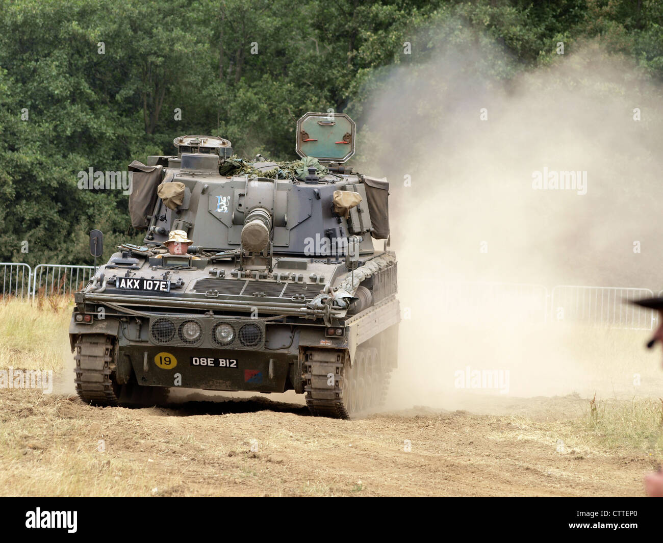 The FV433 Abbot is a British self-propelled 105mm gun designed for military artillery use. It was developed in the 1960s to provide mobile fire support for infantry units, offering both protection and firepower on the battlefield. Stock Photo