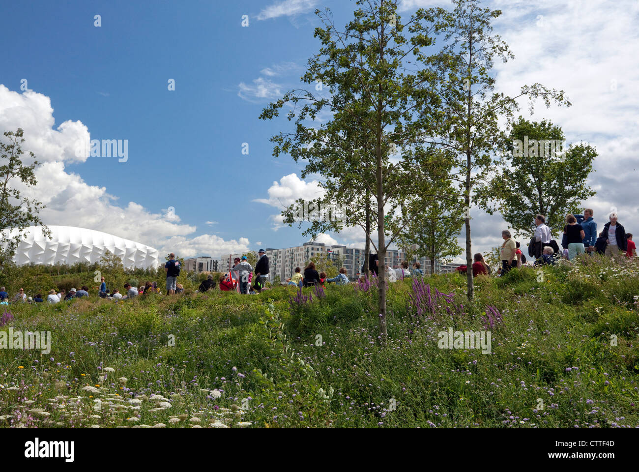 London 2012 Olympic Games - people in landscaped area Stock Photo