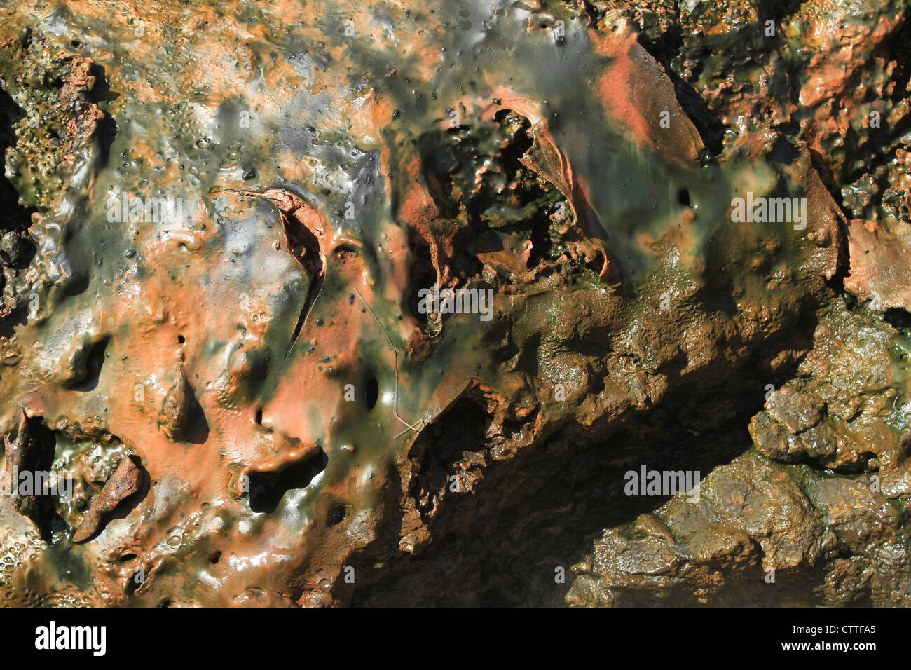 Deildartunguhver, hot spring, Iceland close up of iron oxide deposit Stock Photo