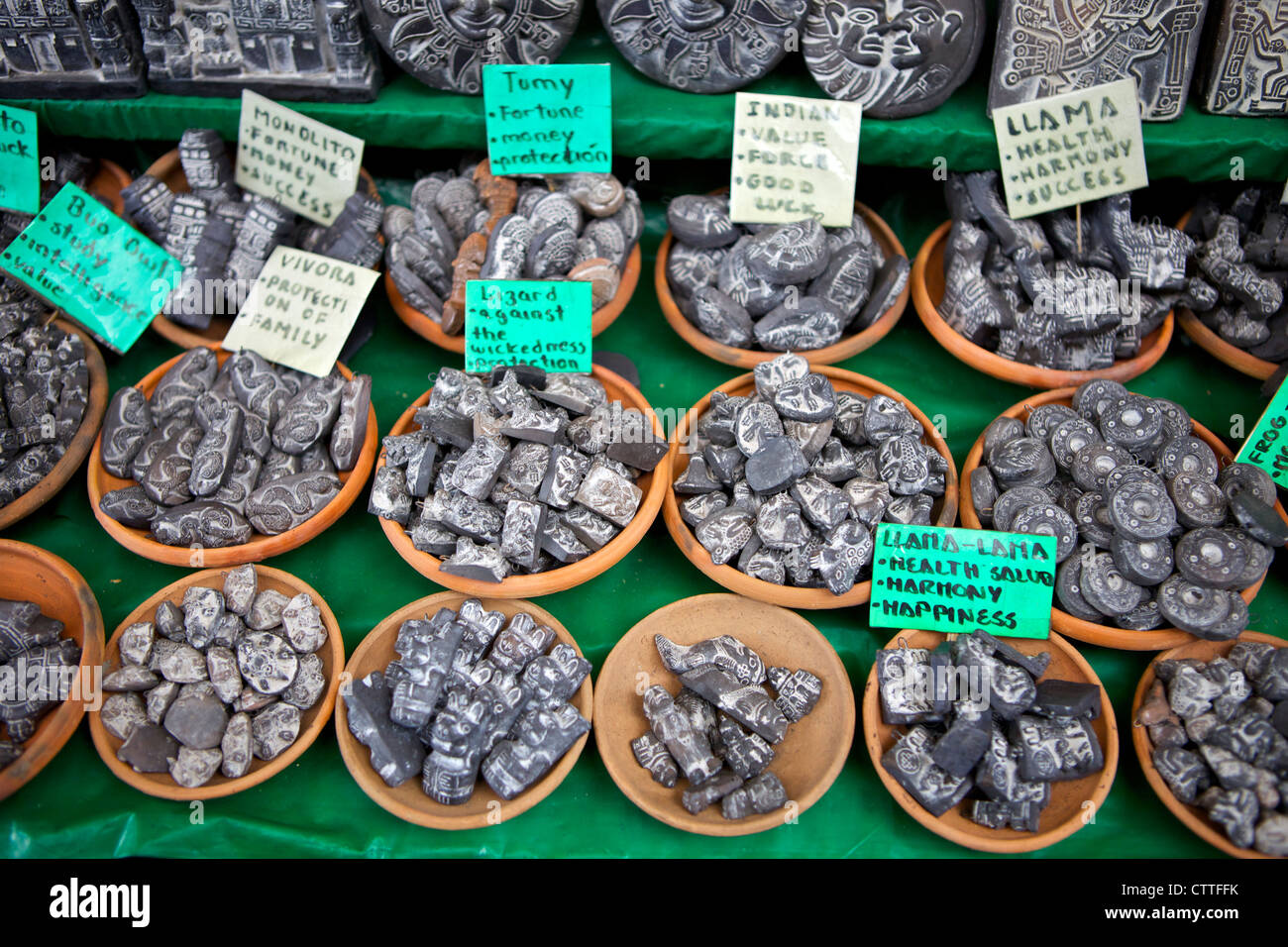 Ceremonial statues for sale in Witches Market , La Paz , Bolivia, South America Stock Photo