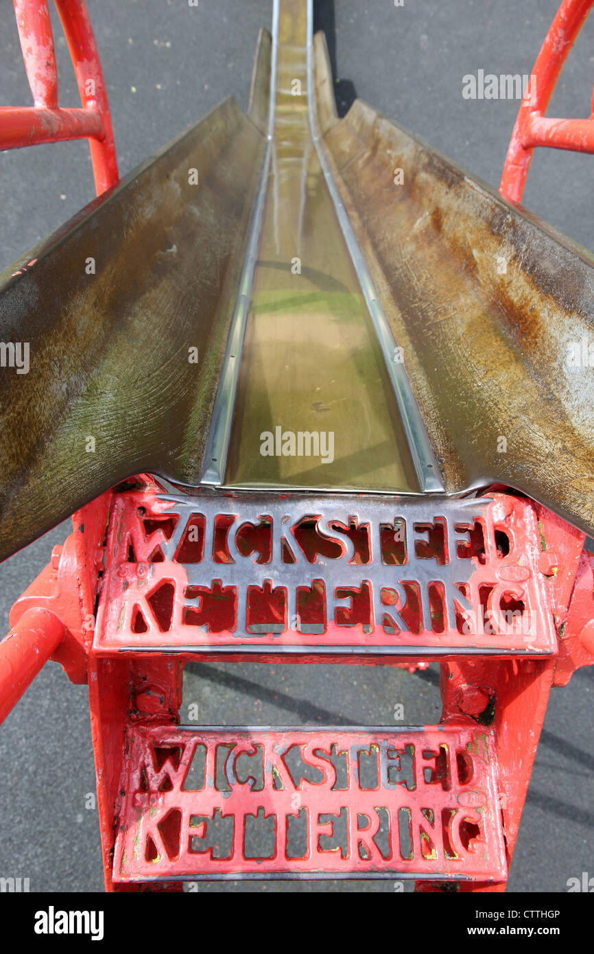 polished brass slide in children's playground from Wicksteed Kettering