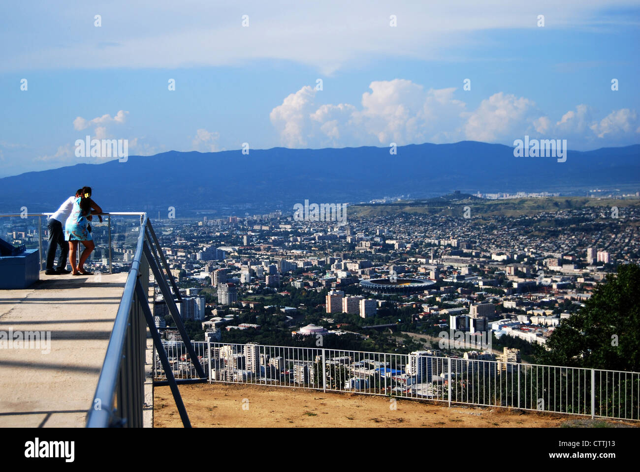 Couple Looking over Tbilisi Stock Photo