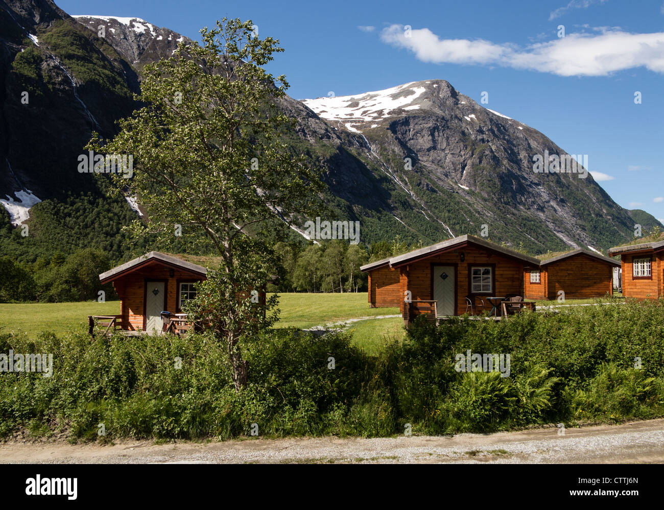 Hoiday Cabins With Turf Roofs At Trollstigen Romsdal Norway Stock