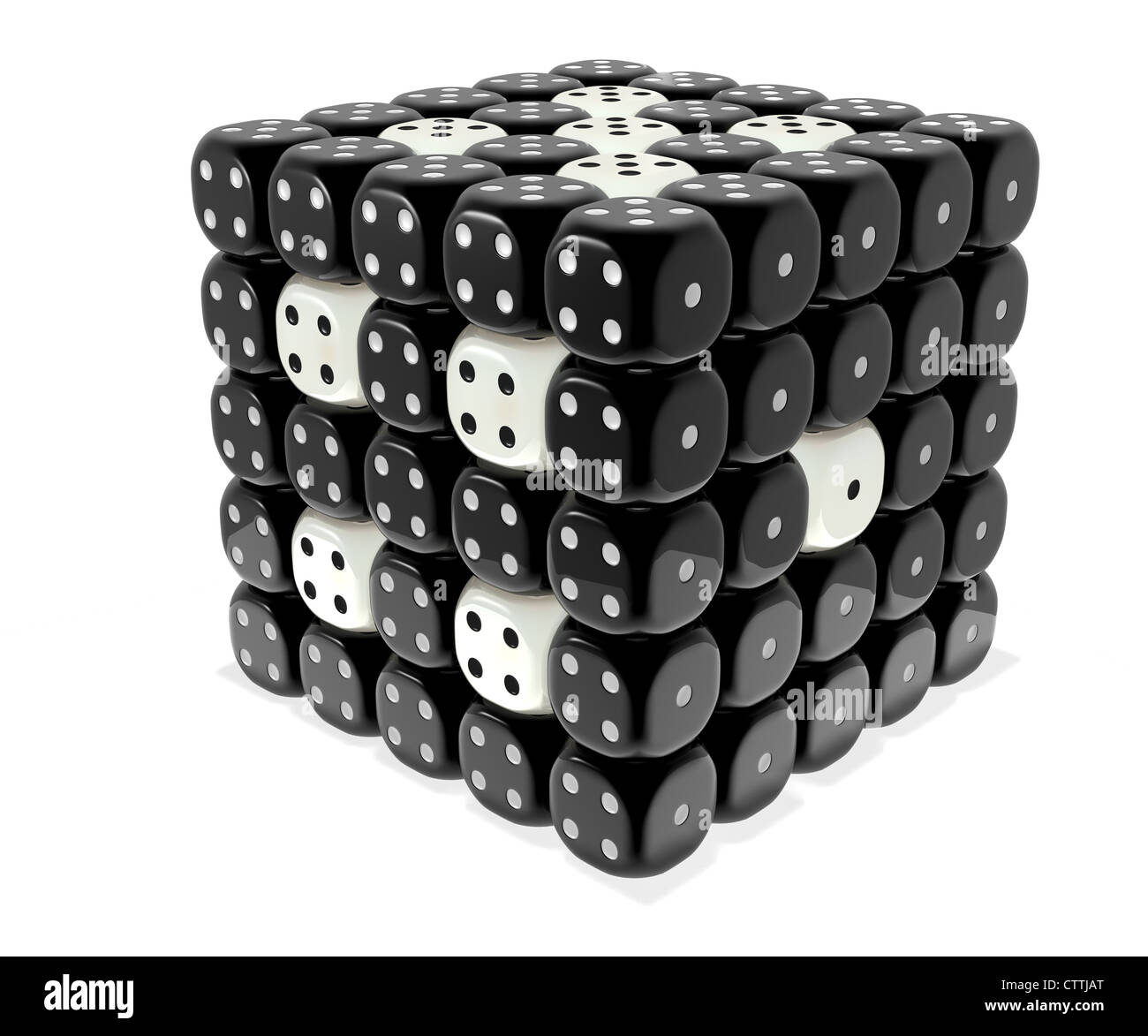 Big dice cluster - Black and white Stock Photo